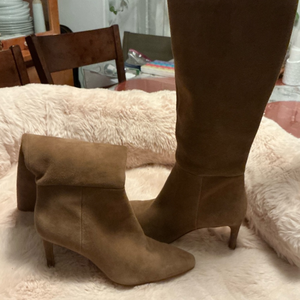 Vince Camuto Brown Suede Knee-High and Ankle Heeled Boots size 8M